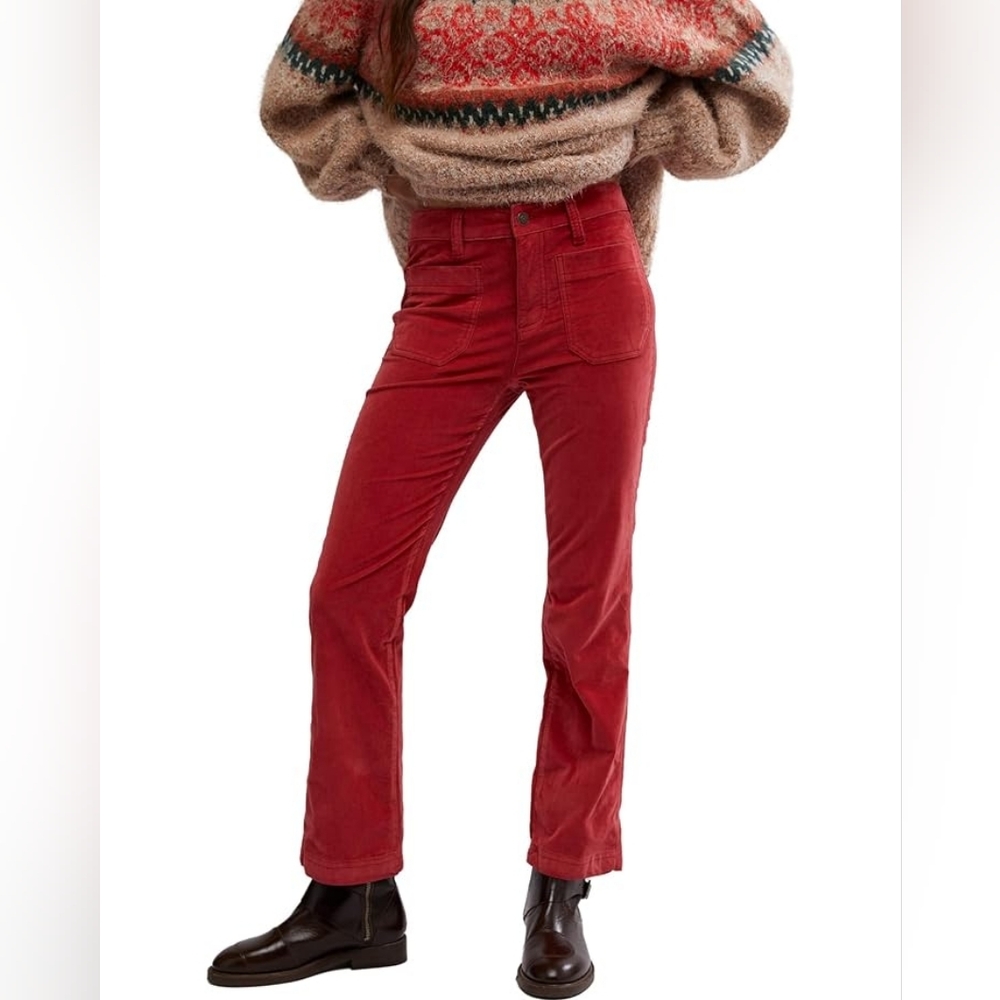 NEW FREE PEOPLE | $88 High Time Velvet Kick Flare Pants - Picture 6 of 7